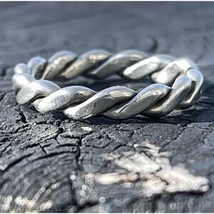 925 Sterling Silver Vintage Twisted Rope Band Ring Unisex Size 9.25